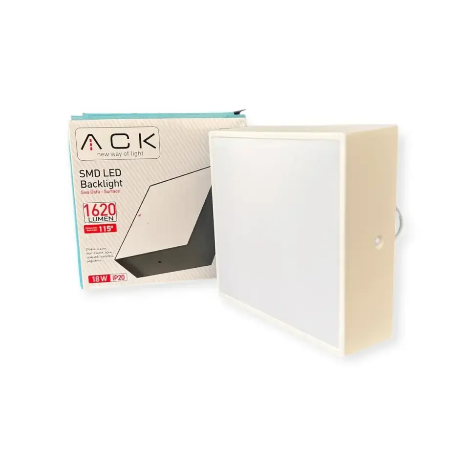 Ack 18W Beyaz 4000K Sıva Üstü Kare Led Backlıght Panel Ap06-01810