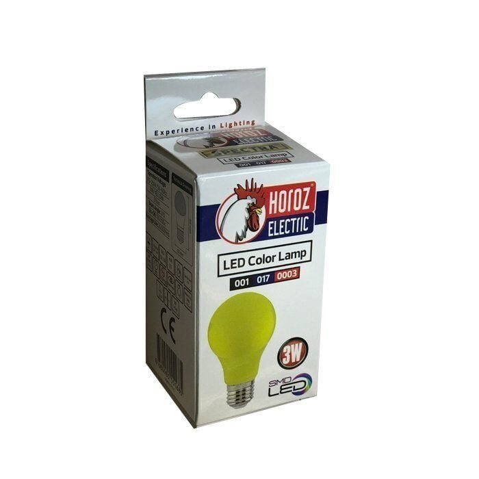 Horoz 3 Watt Sarı Renkli Işık Led Ampul E-27 Duy  3w 102 Lumen Spectra