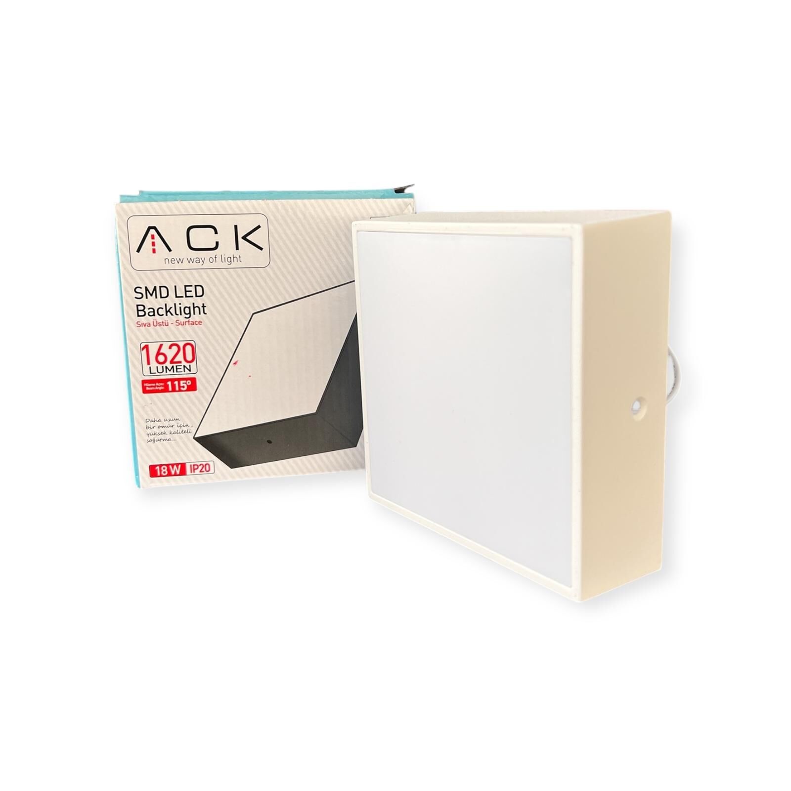 Ack 18W Beyaz 6500K Sıva Üstü Kare Led Backlıght Panel Ap06-01830