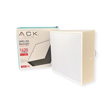 Ack 18W Beyaz 6500K Sıva Üstü Kare Led Backlıght Panel Ap06-01830