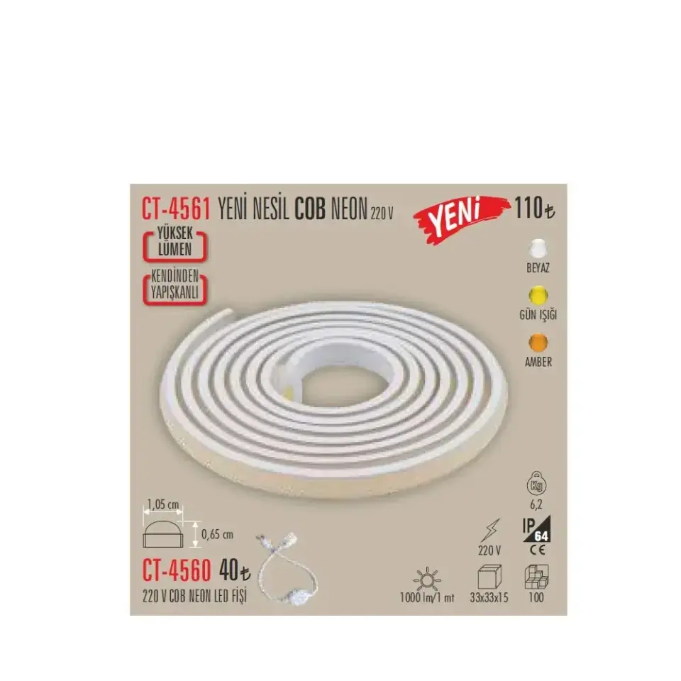 Cata 220V Yüksek Lümen Neon Led Aydınlatma Ct-4561 Beyaz