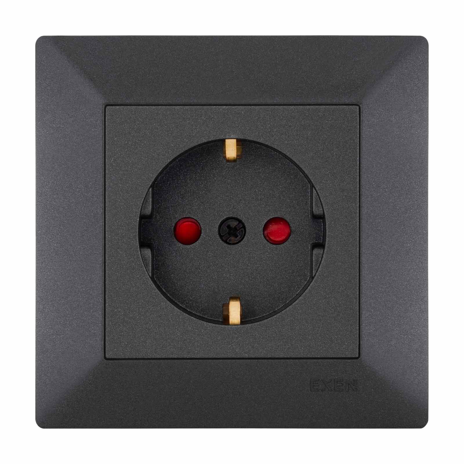 Exen Odak Antrasit Çocuk Korumali Toprakli Priz Komple Takim