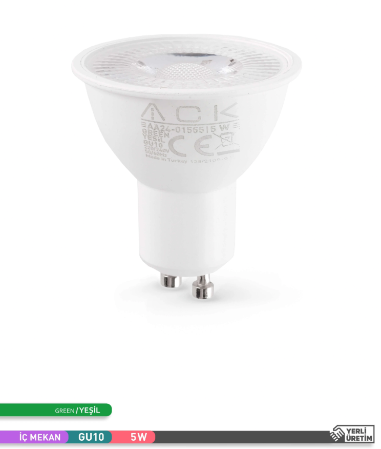 7W 220-240V Gu10 Yesil Smd Lensli Led Ampul Aa24-01751