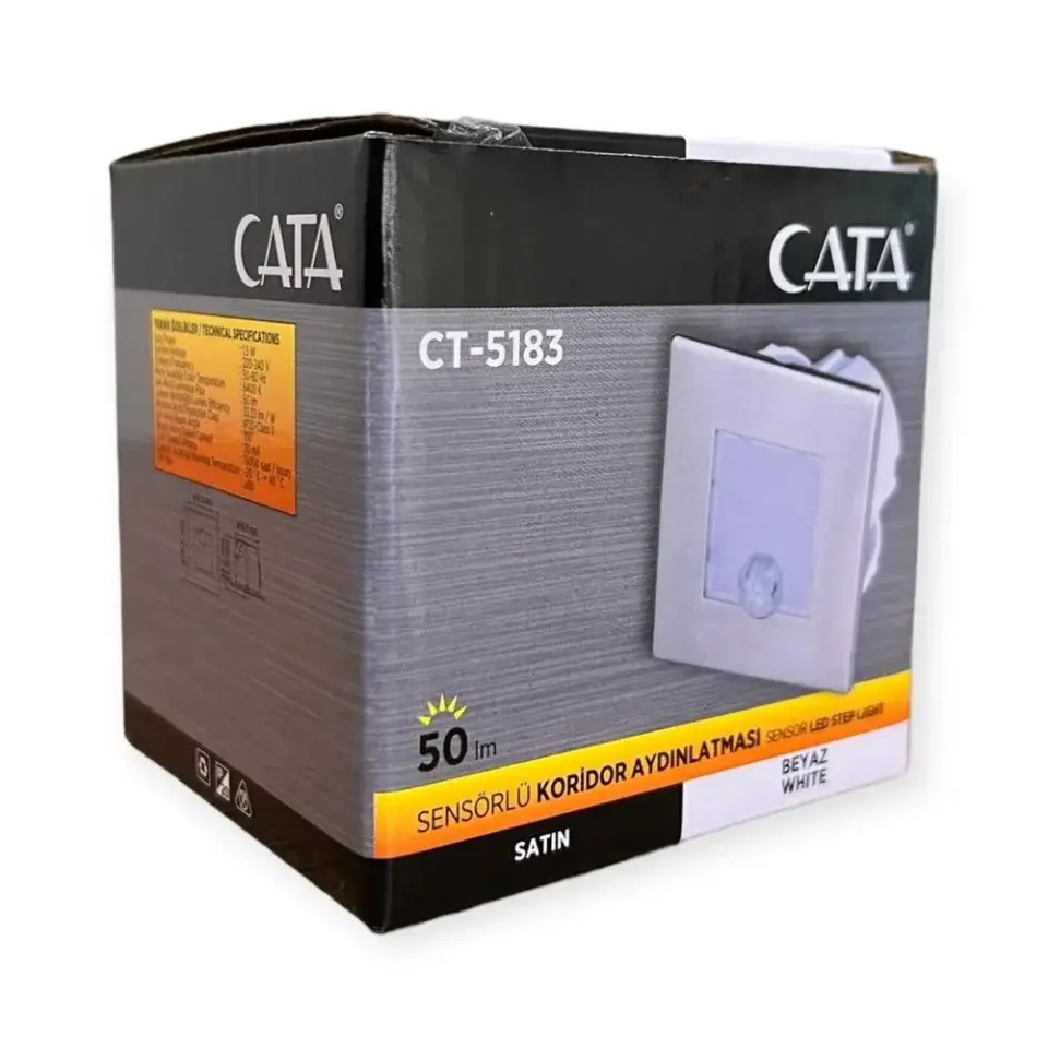 Cata Ct-5183B 1.5W Radar Sensörlü Saten Kasa Beyaz Renk