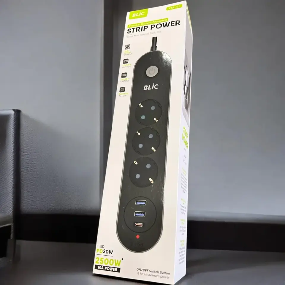 Strip Power Termal Akim Korumali 3 Lü Priz