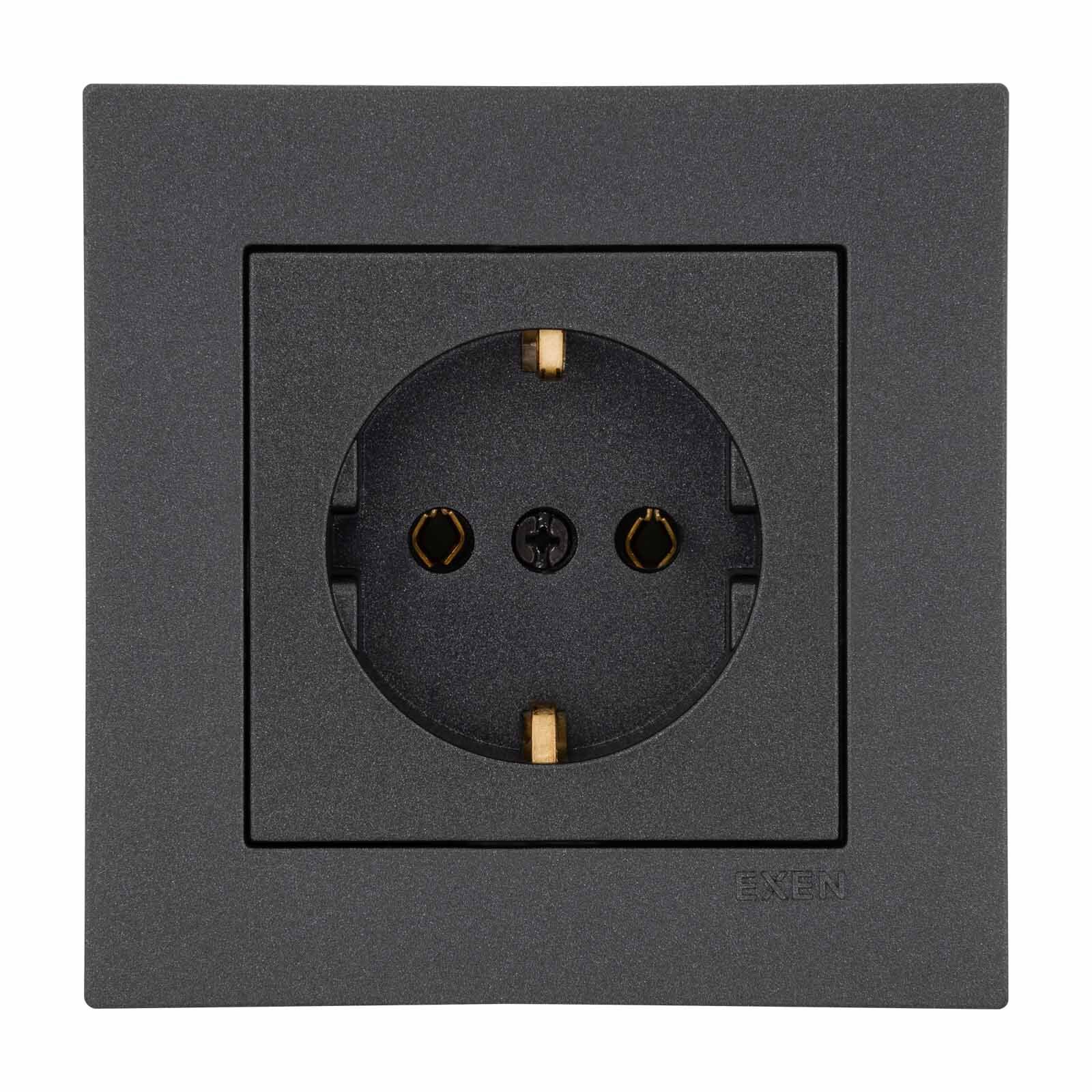 Exen Karell Antrasit Toprakli Priz Komple Takim