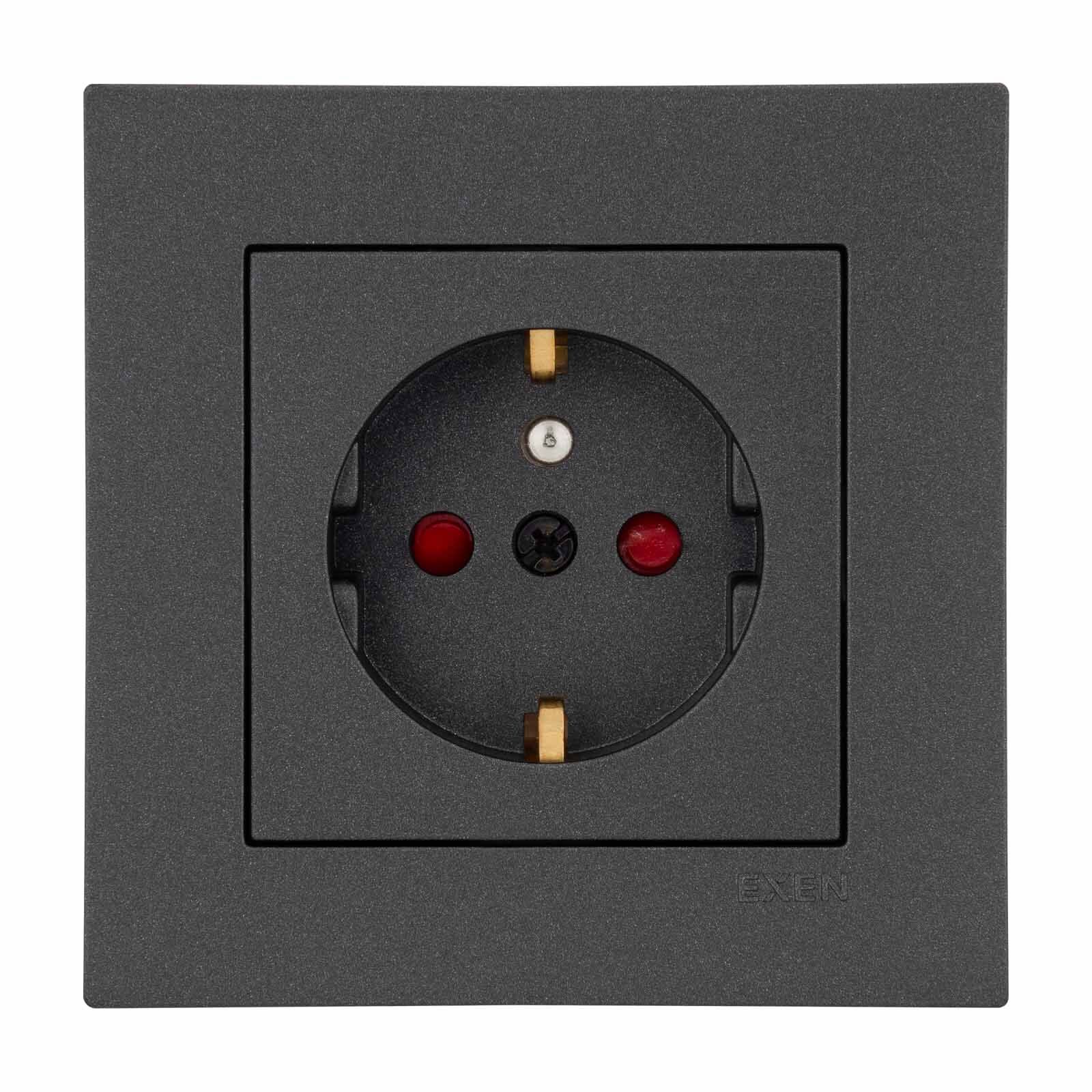 Exen Karell Antrasit Çocuk Korumali Ups Priz Komple Takim