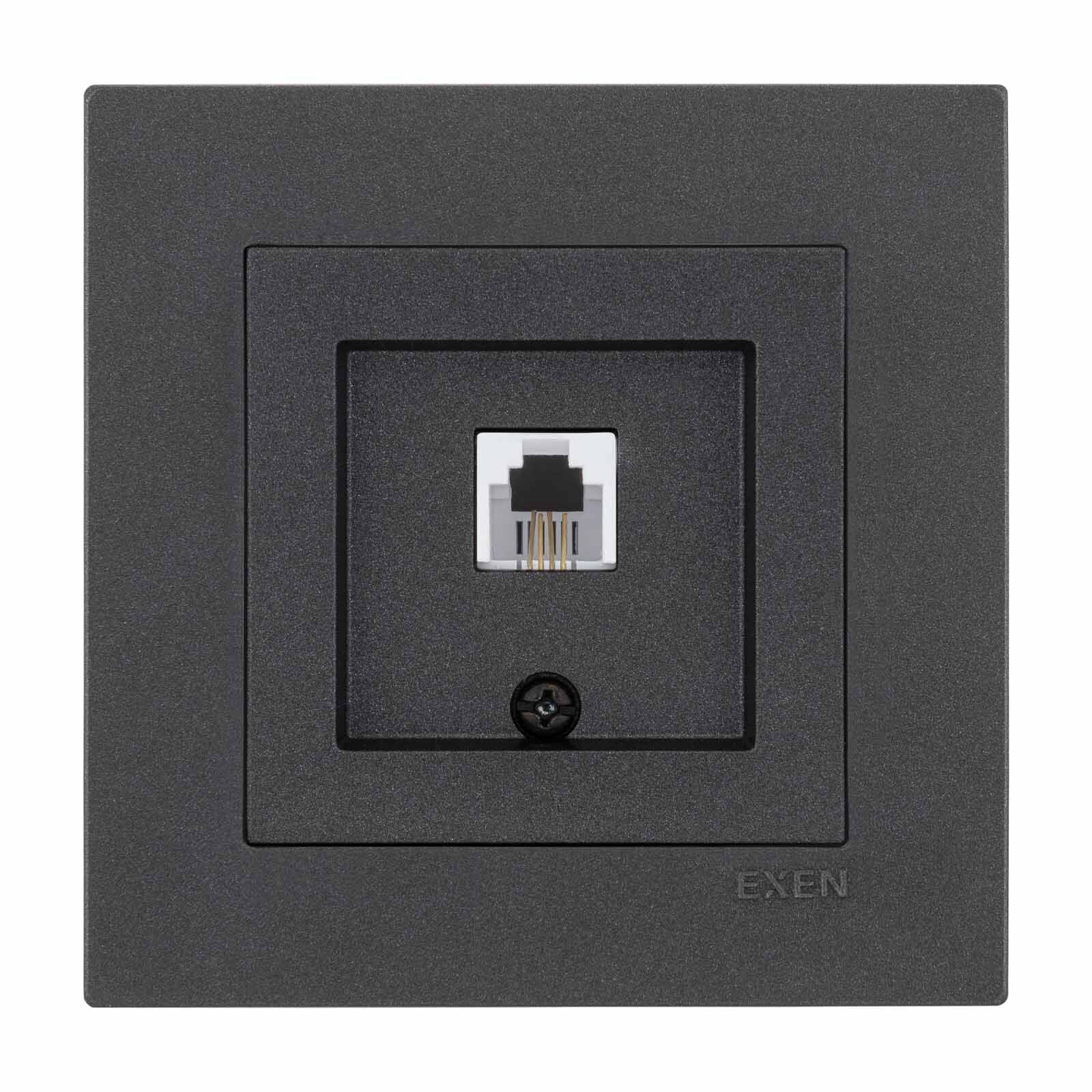 Exen Karell Antrasit Nümeris Telefon Prizi (Rj11 Kablolu) Komple Takim