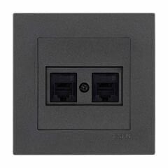 Exen Karell Antrasit Ikili Nümeris Telefon Prizi (2Xrj45 Cat3) Komple Takim