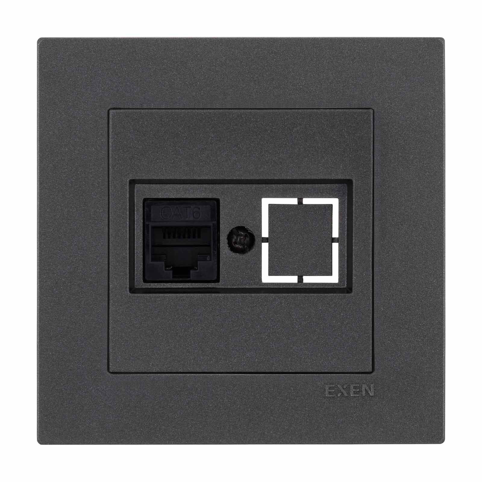 Exen Karell Antrasit Tekli Data Prizi Cat6 Komple Takim