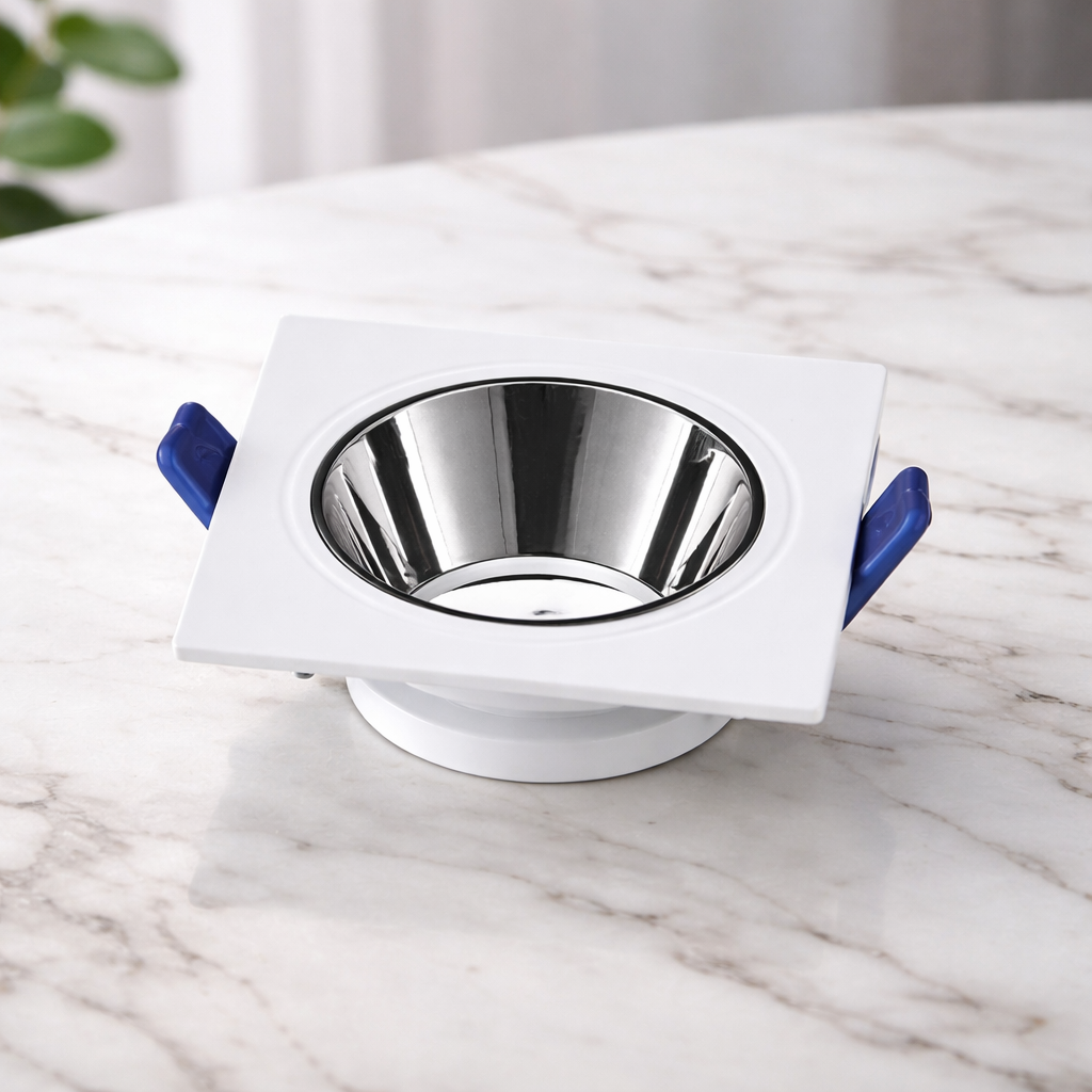 ACK Beyaz Kare Çerçeve / Bk Krom Reflektör Siva Alti Spotlight Metal Gövde AH03-08030