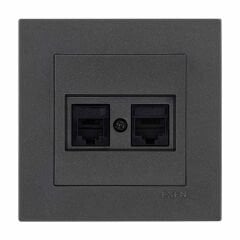 Exen Karell Antrasit Data Cat6 + Nümeris Telefon Prizi Cat3 Komple Takim