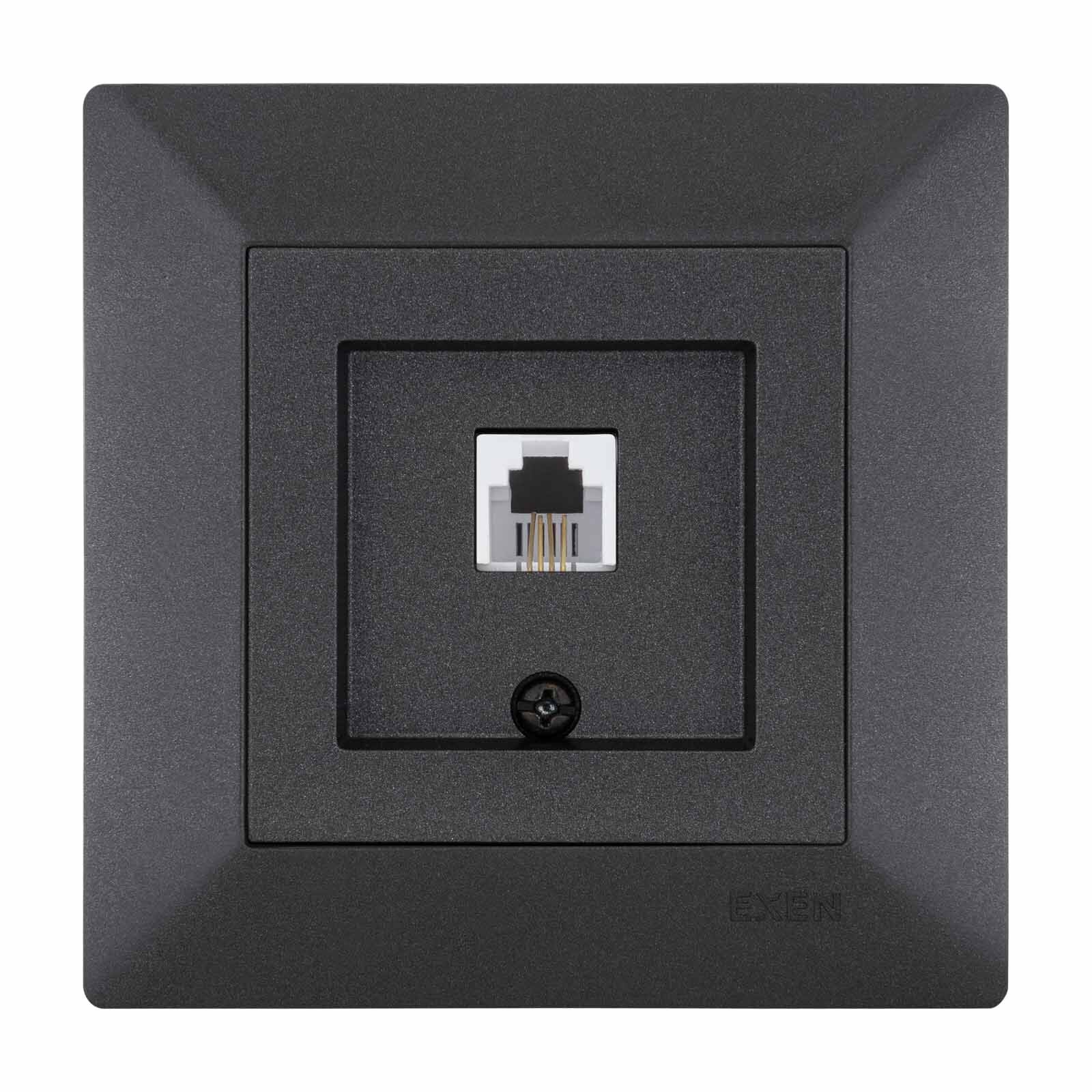 Exen Odak Antrasit Nümeris Telefon Prizi (Rj11 Kablolu) Komple Takim