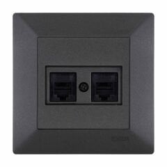 Exen Odak Antrasit Ikili Nümeris Telefon Prizi (2Xrj45 Cat3) Komple Takim