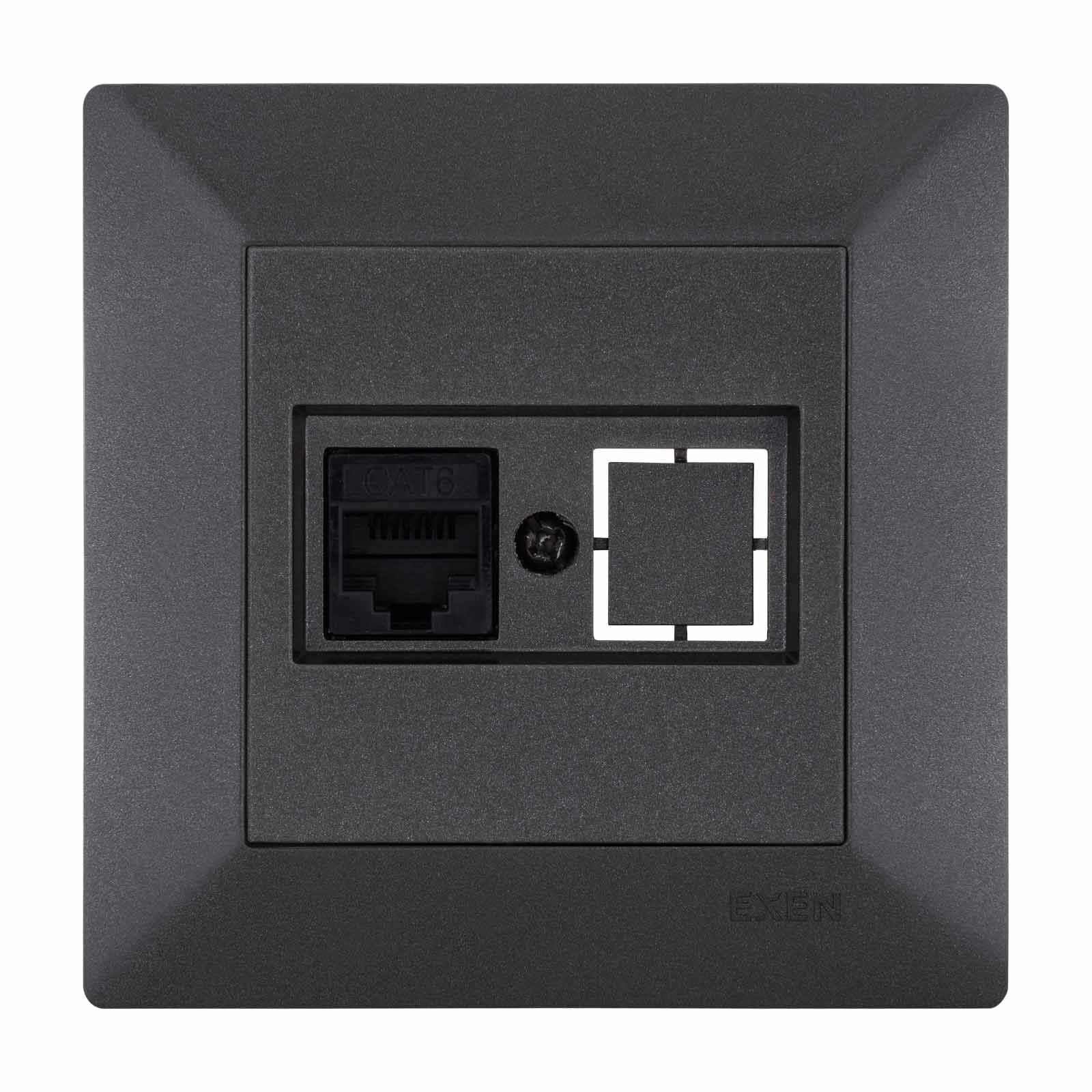 Exen Odak Antrasit Tekli Data Prizi Cat6 Komple Takim