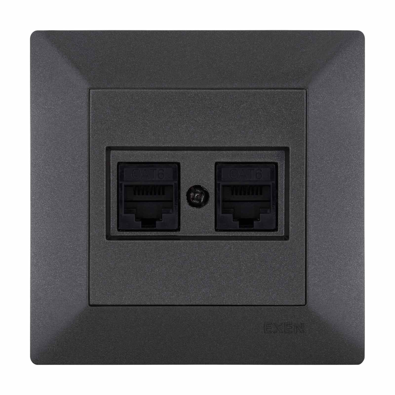 Exen Odak Antrasit Ikili Data Prizi Cat6 Komple Takim