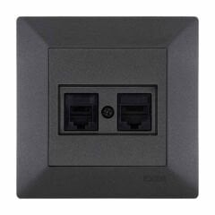 Exen Odak Antrasit Data Cat6 + Nümeris Telefon Prizi Cat3 Komple Takim