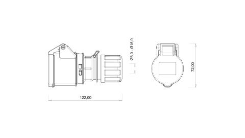 Bemis  3/16A. Uzatma Priz IP44 BC1-1303-2312