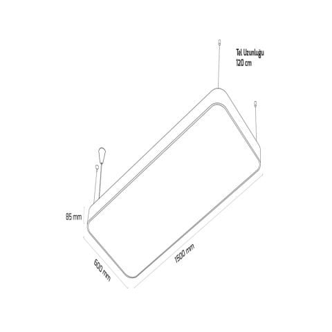 Goya Gy 8119 - 60X150 Cm Siyah Kasa 6500K Linear Armatür