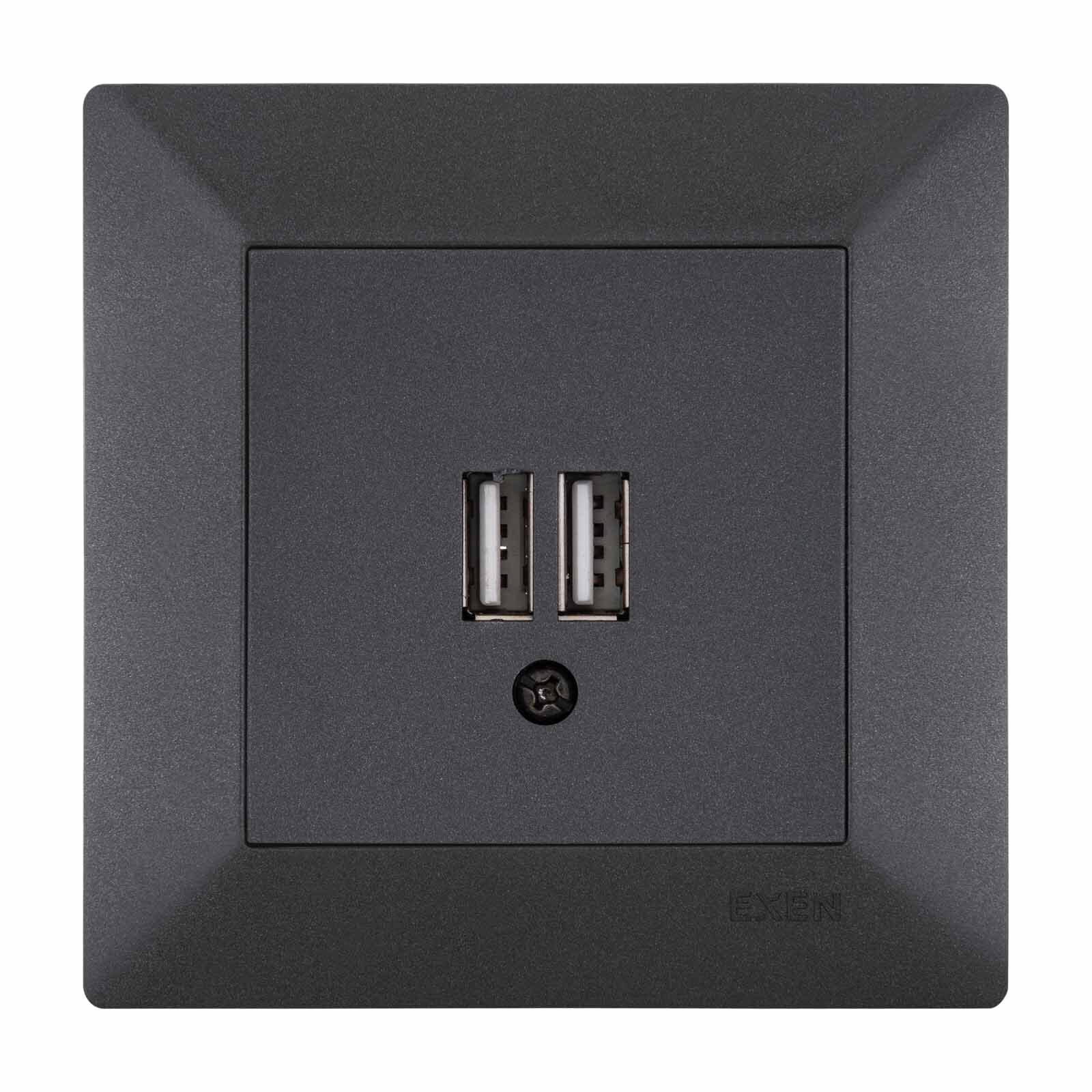 Exen Odak Antrasit 2X Usb Sarj Prizi Komple Takim