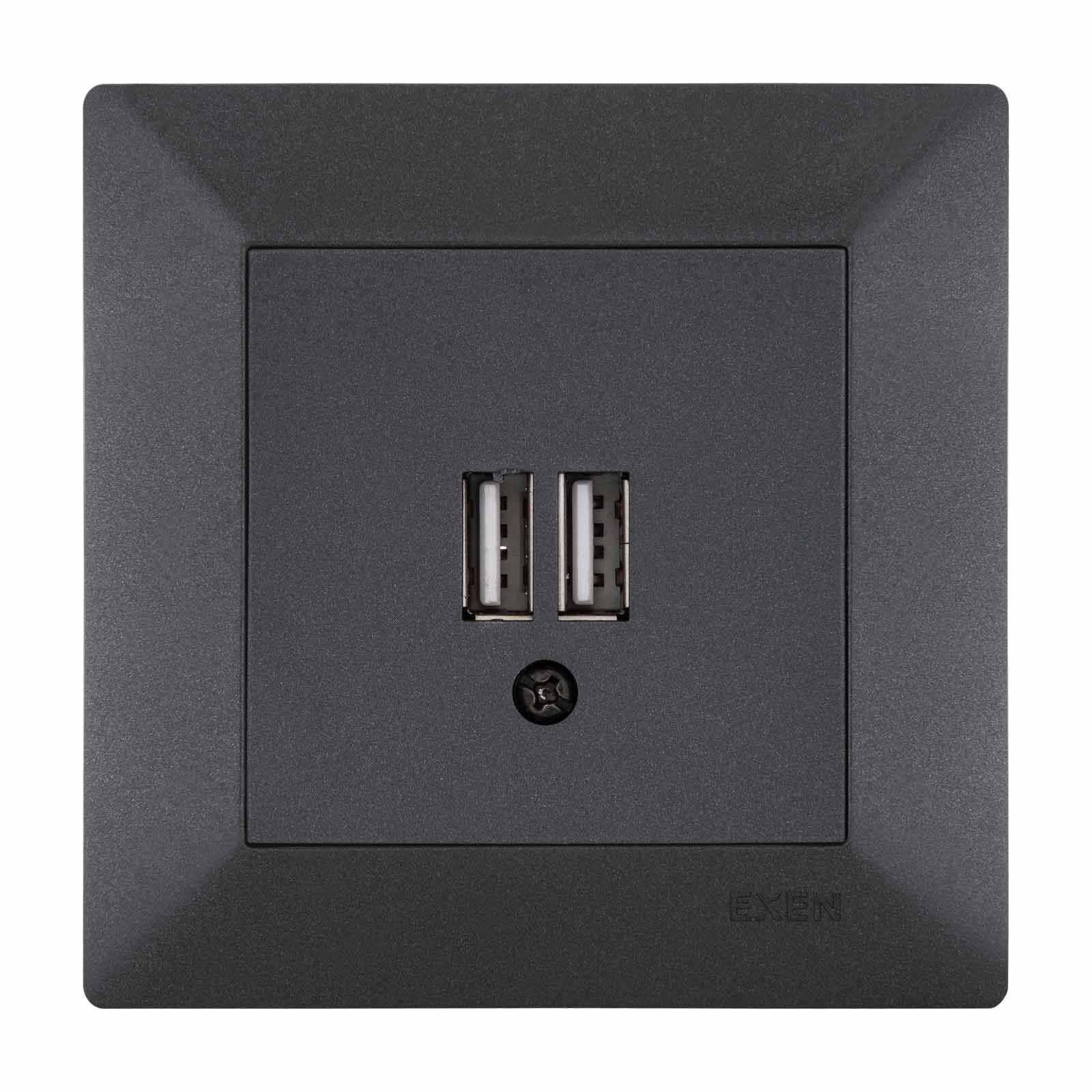 Exen Odak Antrasit 2X Usb Sarj Prizi Komple Takim