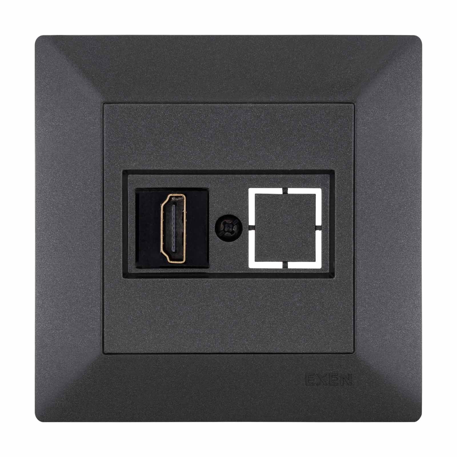 Exen Odak Antrasit Hdmi Priz Jakli Komple Takim