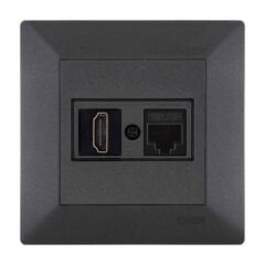 Exen Odak Antrasit Hdmi+Data Priz Jakli Komple Takim