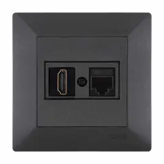 Exen Odak Antrasit Hdmi+Data Priz Jakli Komple Takim