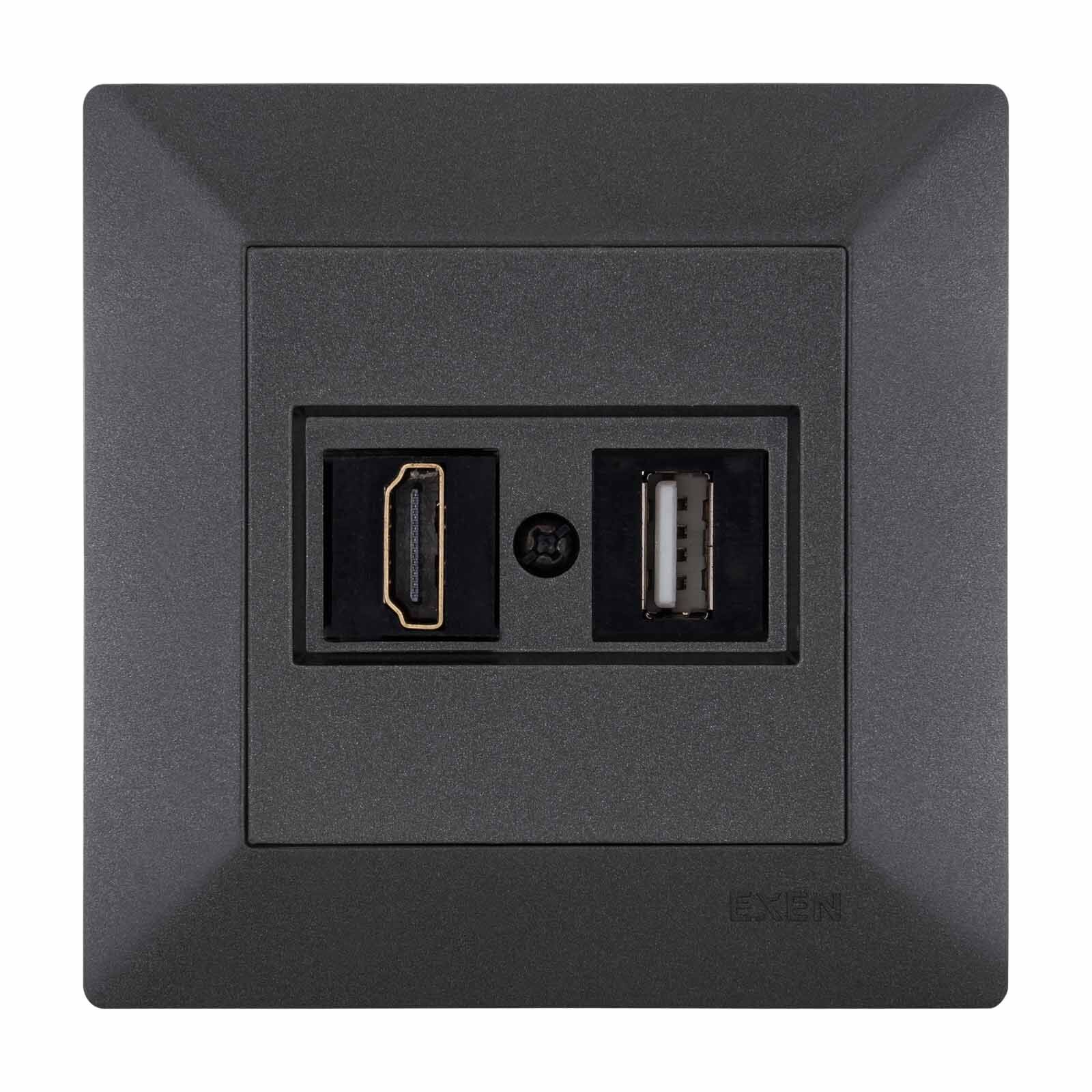 Exen Odak Antrasit Hdmi+Usb Prizi Jakli (Sarj Edemez) Komple Takim
