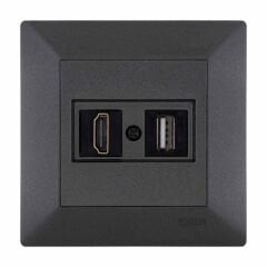 Exen Odak Antrasit Hdmi+Usb Prizi Jakli (Sarj Edemez) Komple Takim