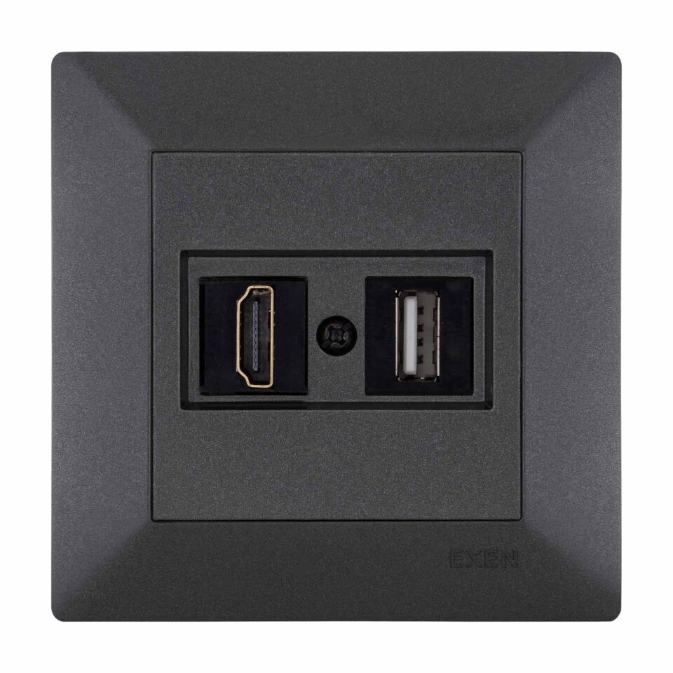 Exen Odak Antrasit Hdmi+Usb Prizi Jakli (Sarj Edemez) Komple Takim