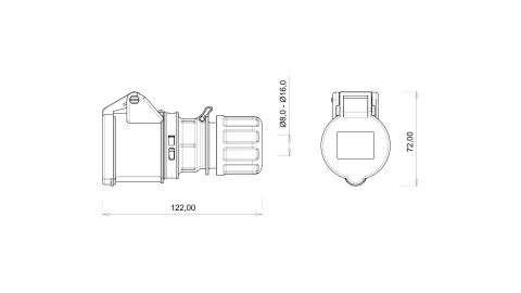 Bemis  3/16A. Uzatma Priz IP44 BC1-1403-2312