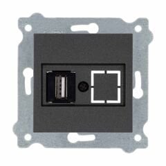 Exen Antrasit Modül+Kapak  Usb Prizi Jakli (Sarj Edemez)