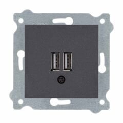 Exen Antrasit Modül+Kapak  2X Usb Sarj Prizi