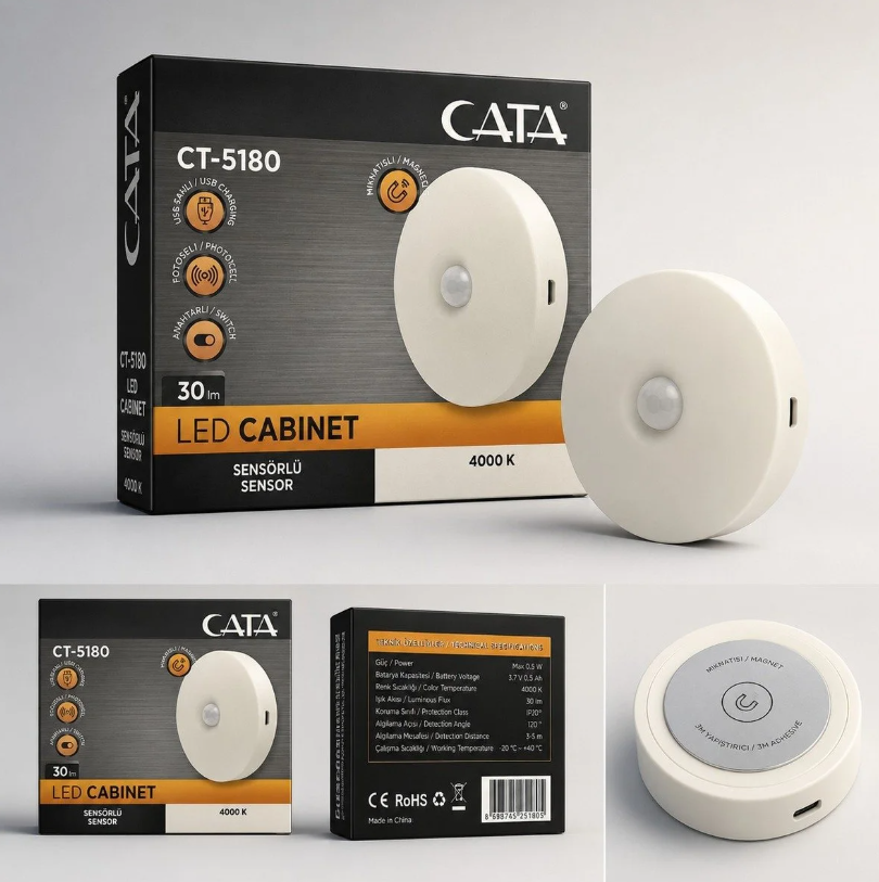 Sensörlü Kabin Led Aydınlatma CT-5180 Naturel Beyaz Cata