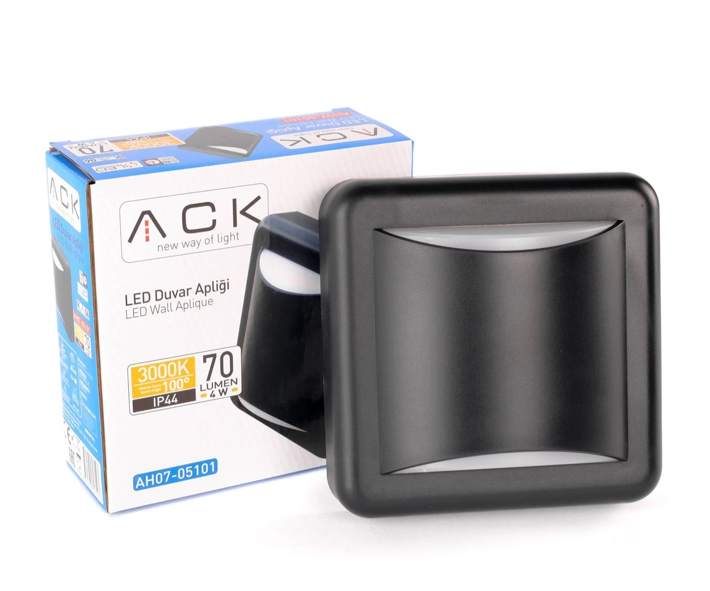 ACK 4W Led Duvar Apliği Siyah 3000K Ip44 AH07-05101 en uygun fiyatlı satıcı