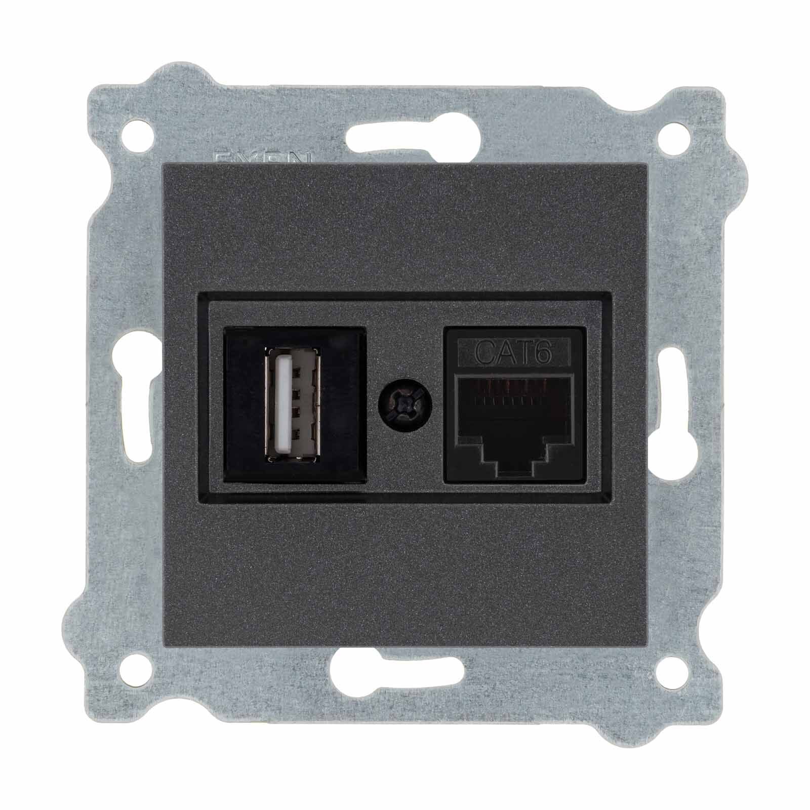 Exen Antrasit Modül+Kapak  Data+Usb Prizi Jakli (Sarj Edemez)