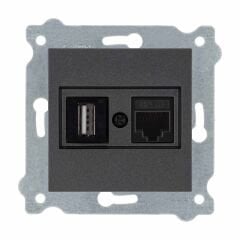 Exen Antrasit Modül+Kapak  Data+Usb Prizi Jakli (Sarj Edemez)