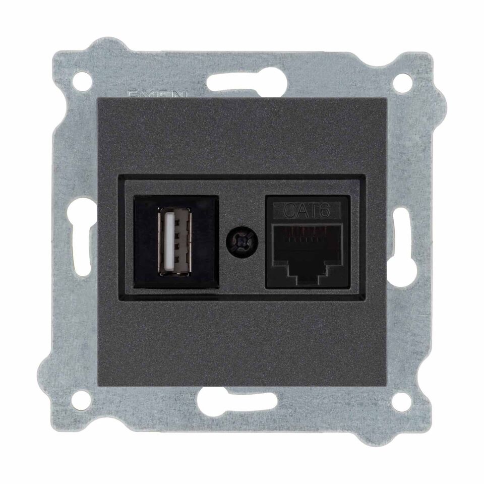 Exen Antrasit Modül+Kapak  Data+Usb Prizi Jakli (Sarj Edemez)