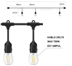 Cata 5'li Sıralı Sarmaşık Dış Mekan Armatür CT-7069