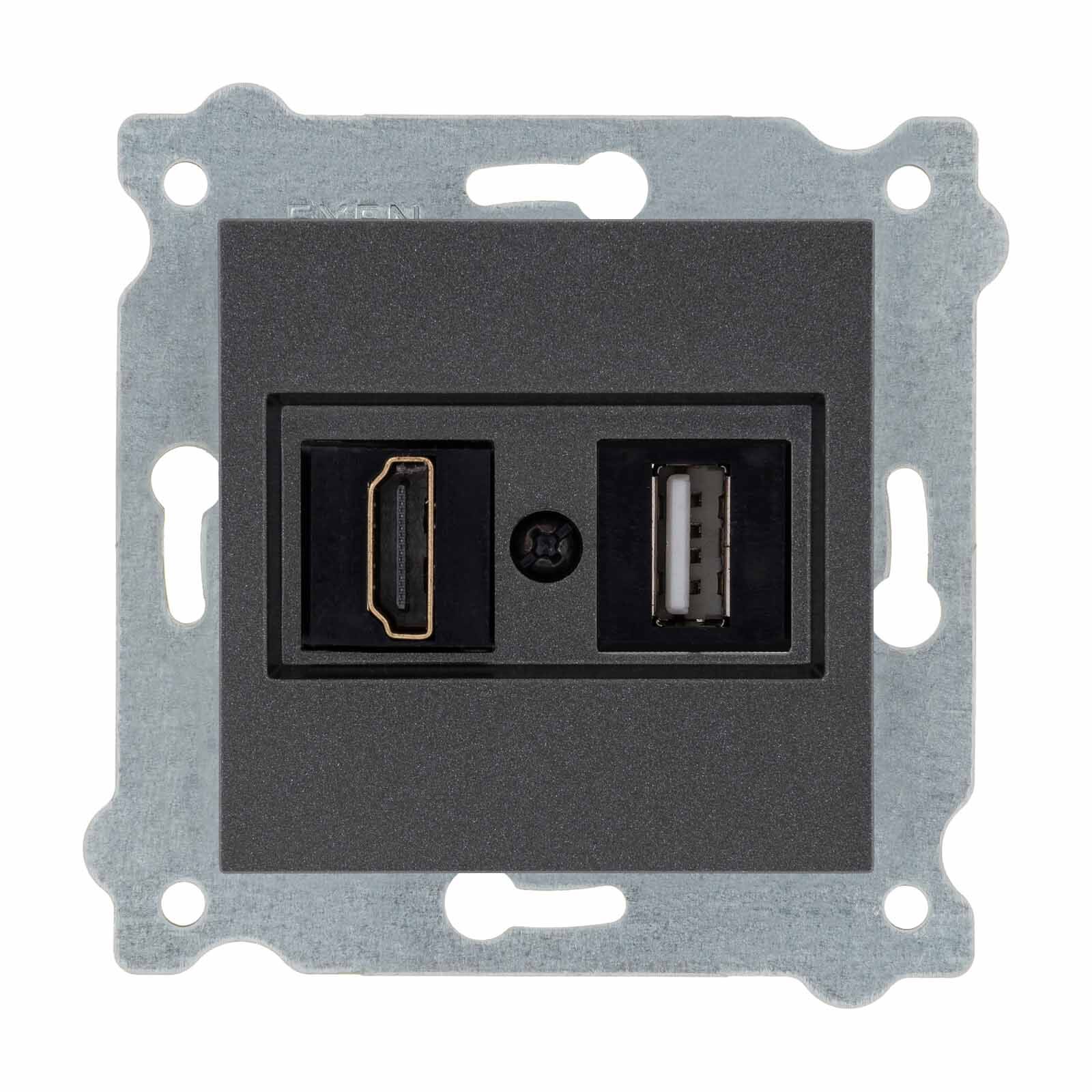 Exen Antrasit Modül+Kapak  Hdmi+Usb Prizi Jakli (Sarj Edemez)