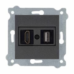 Exen Antrasit Modül+Kapak  Hdmi+Usb Prizi Jakli (Sarj Edemez)