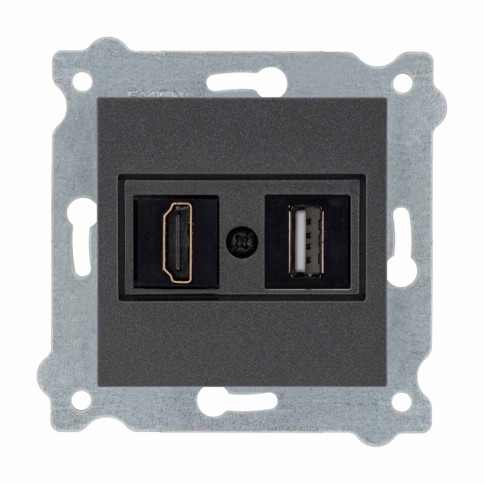 Exen Antrasit Modül+Kapak  Hdmi+Usb Prizi Jakli (Sarj Edemez)