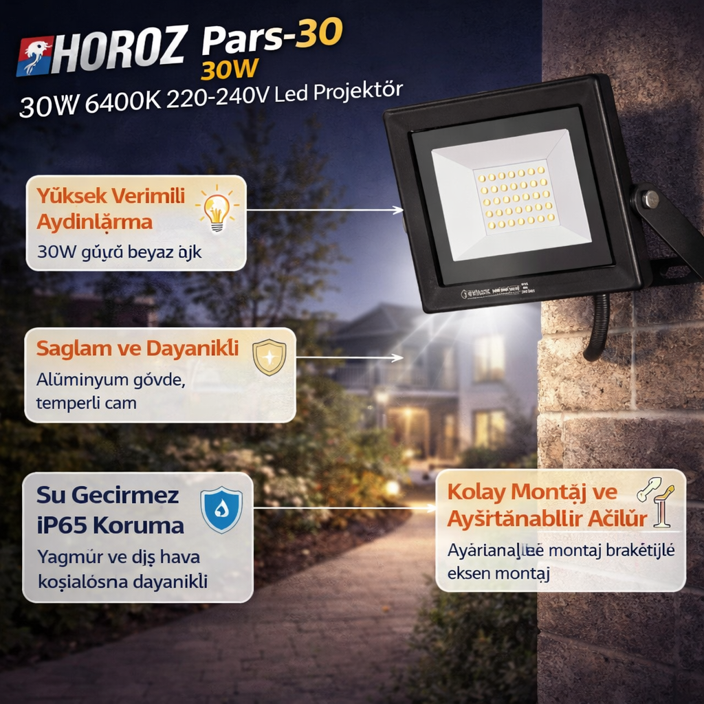 Horoz 068-008-0030 Pars-30 30W 6400K 220-240V Led Projektör