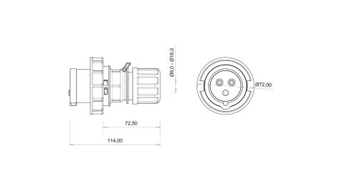 Bemis  3/16A. Düz Fiş IP67 BC1-1403-7011