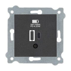 Exen Antrasit Modül+Kapak  Usb Sarj Prizi Type-C