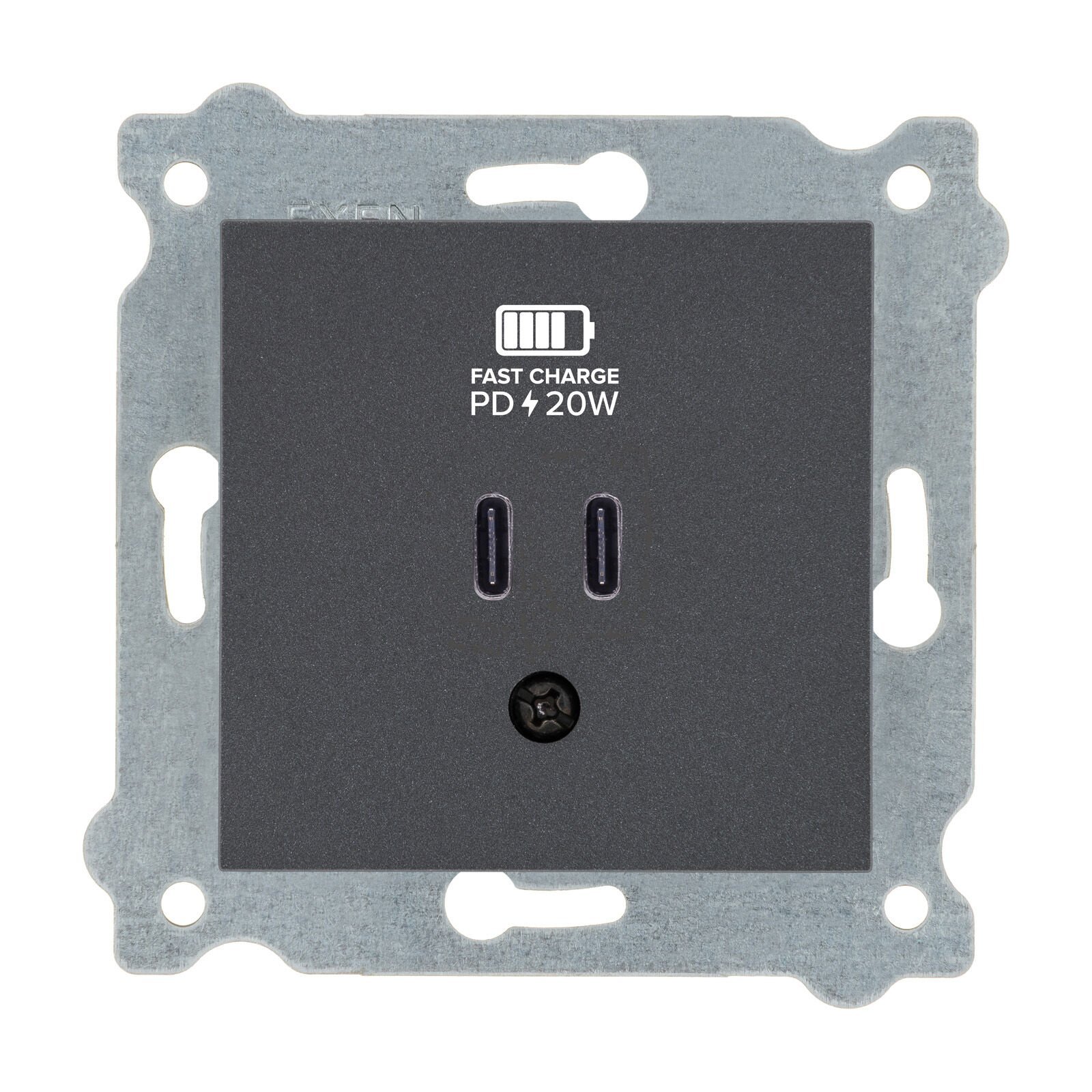 Exen Antrasit Modül+Kapak  2X Usb Sarj Prizi Type-C