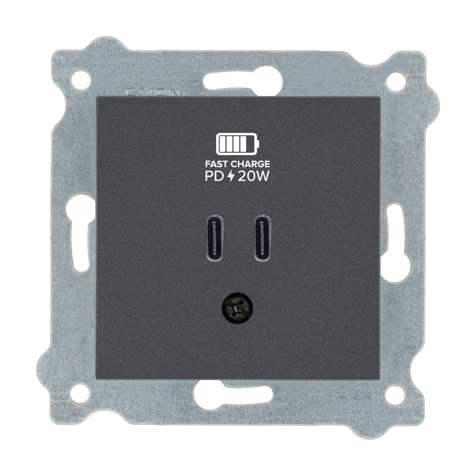 Exen Antrasit Modül+Kapak  2X Usb Sarj Prizi Type-C