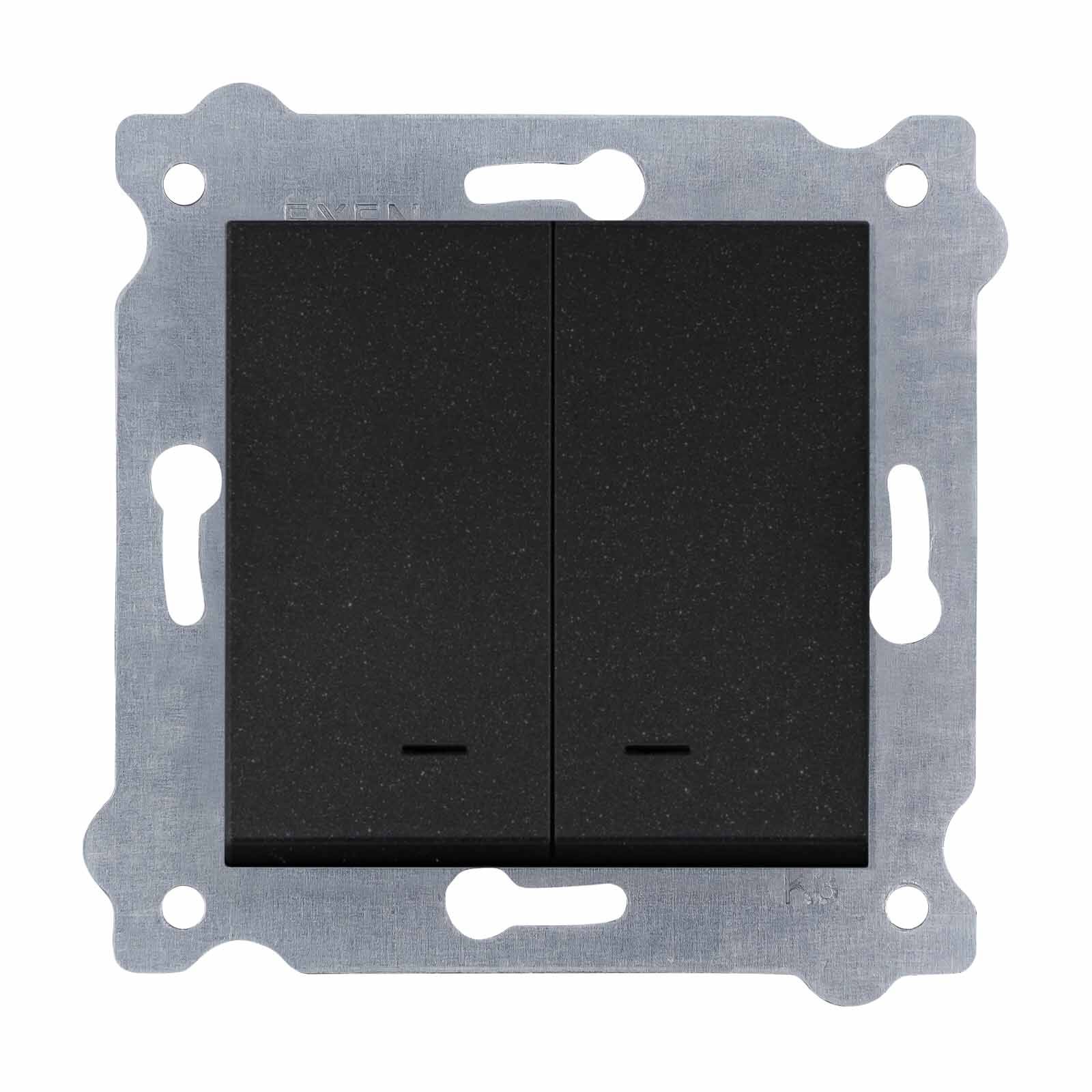 Exen Metalik Siyah Modül+Kapak  Isikli Komütatör