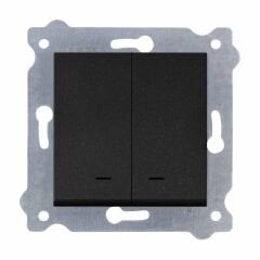 Exen Metalik Siyah Modül+Kapak  Isikli Komütatör